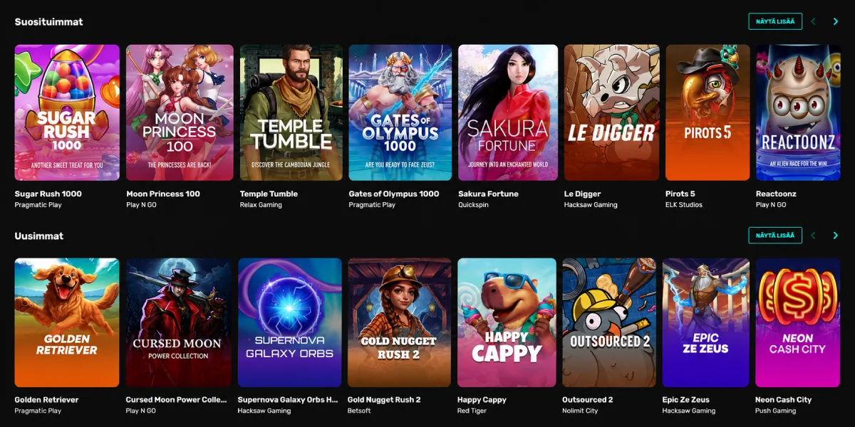 NitroCasino kolikkopelit suosituimmat ja uusimmat pelit